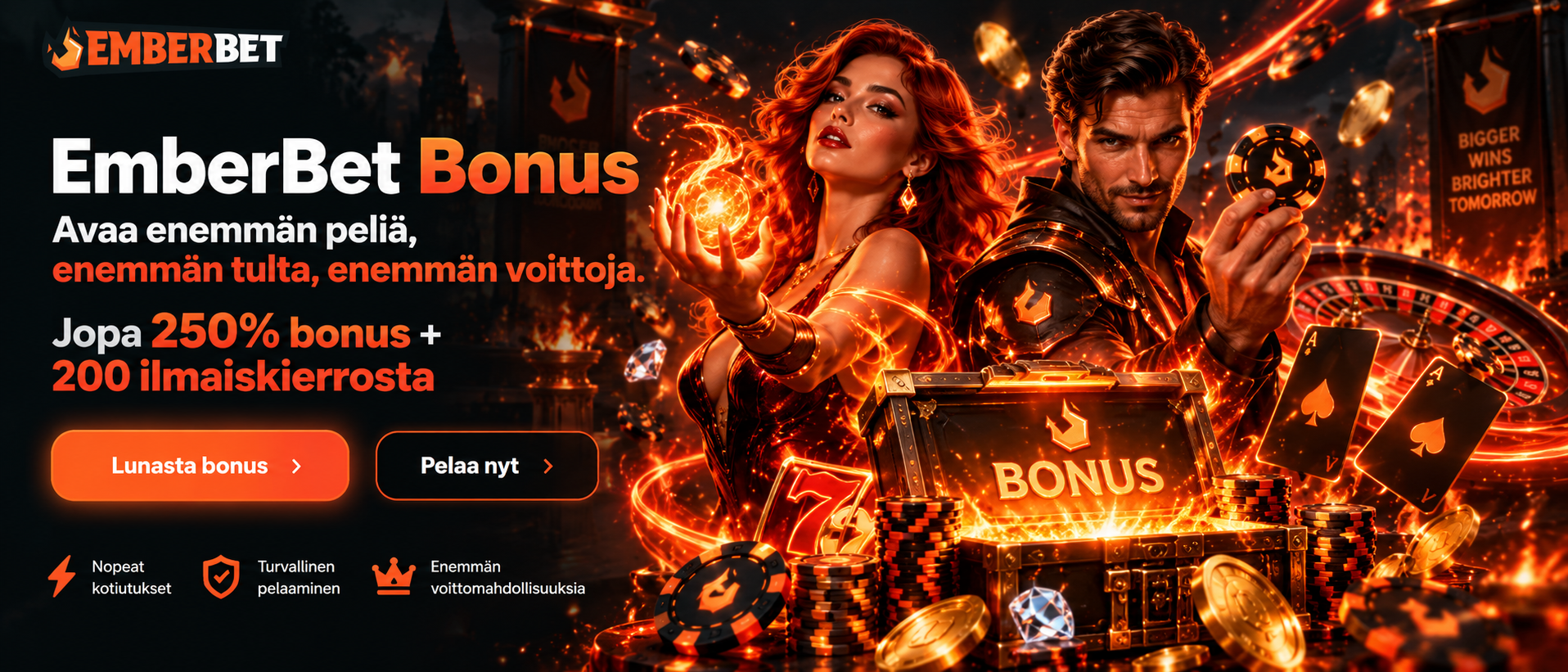 EmberBet Bonus – jopa 2 000 € + 1 000 ilmaiskierrosta