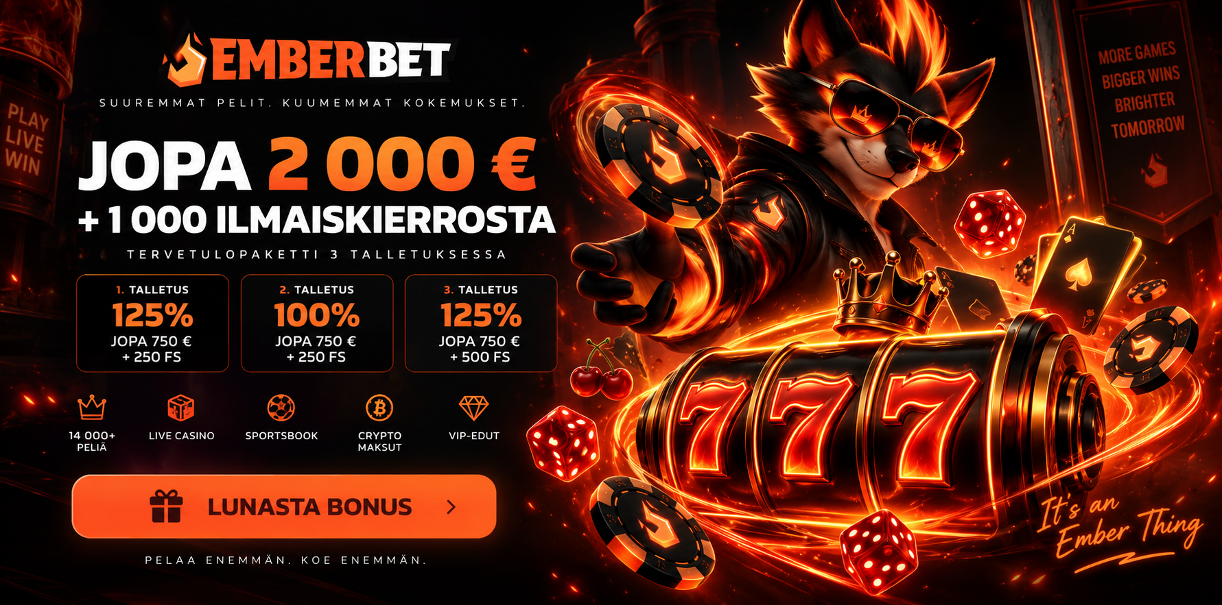 EmberBet login – kirjaudu sisään ja jatka suoraan peleihin